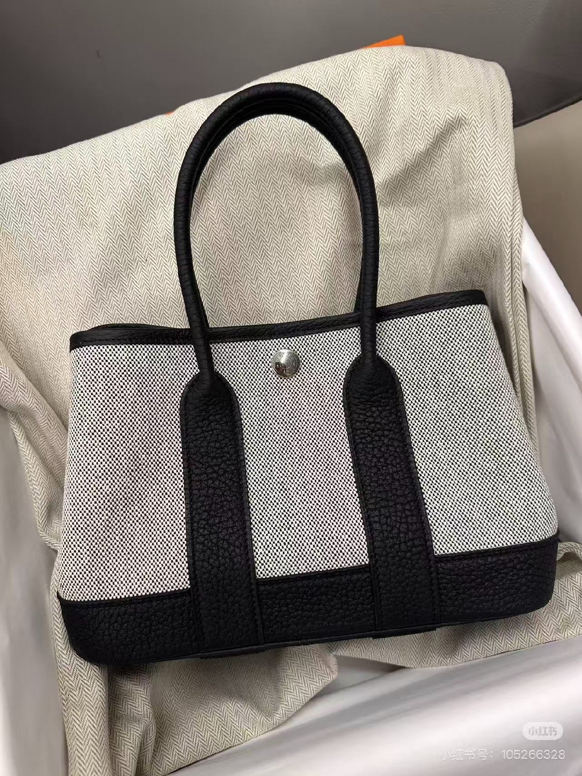 Mini花园包帆布拼皮